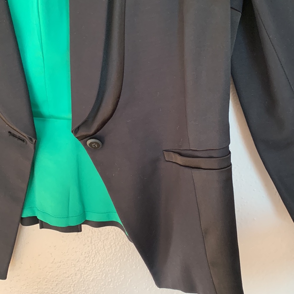 Anthropology Elevenses Blazer with tuxedo detail, bright liner